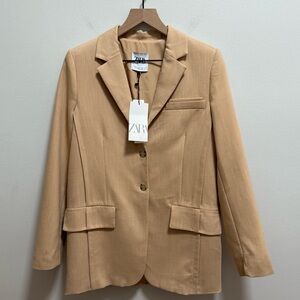 ZARA Beige oversized Blazer Neutral Jacket Business Casual Minimalist Workwear